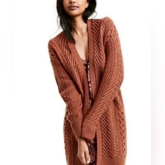 Nili Lotan Sweaters - Nili Lotan x Target Open Front Cable Knit Cardigan Rusty Orange, Small